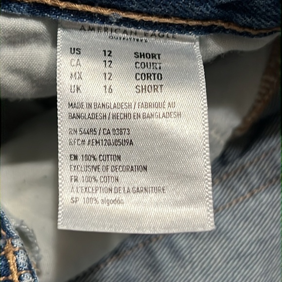 American Eagle 90's Boyfriend Wide Leg Cropped Rough Hem Sz 12S EUC - Picture 5 of 11